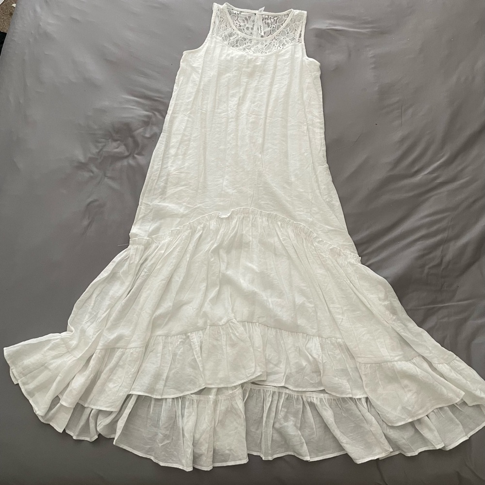 Free Flowing White Linen Dress Small